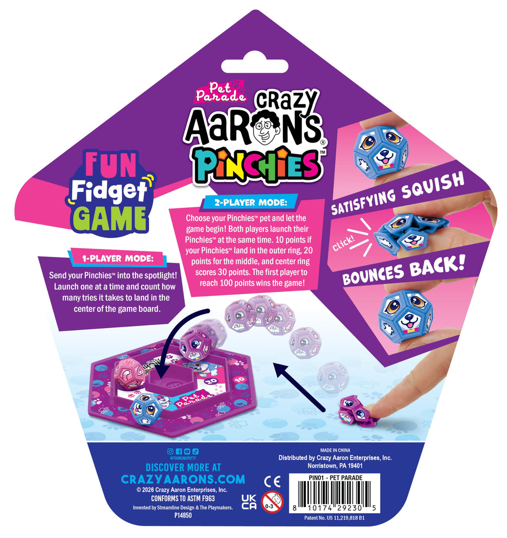 Crazy Aaron's Pinchies Pet Parade Series #1 Fidget Toy – Tactile Sensory Game for Kids & Teens