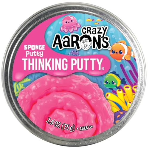 Crazy Aaron's Sponge Putty Thinking Putty – Hot Pink with Beads, Never Dries Out (3.2 oz, Made in USA)