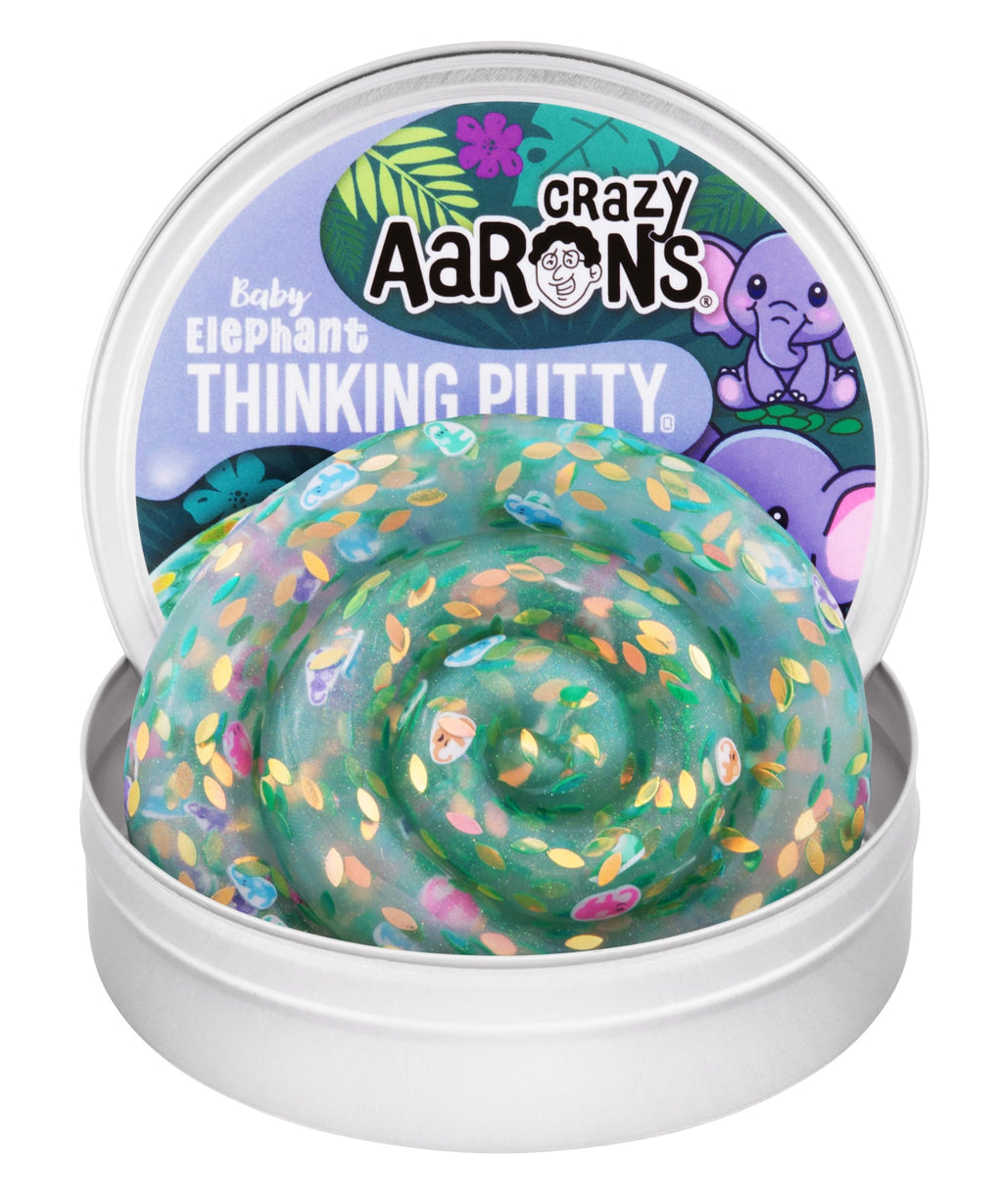 Crazy Aaron's Thinking Putty Baby Elephant: Light Green Sensory Putty with Elephant Charms (4" Tin, 3.2 oz)