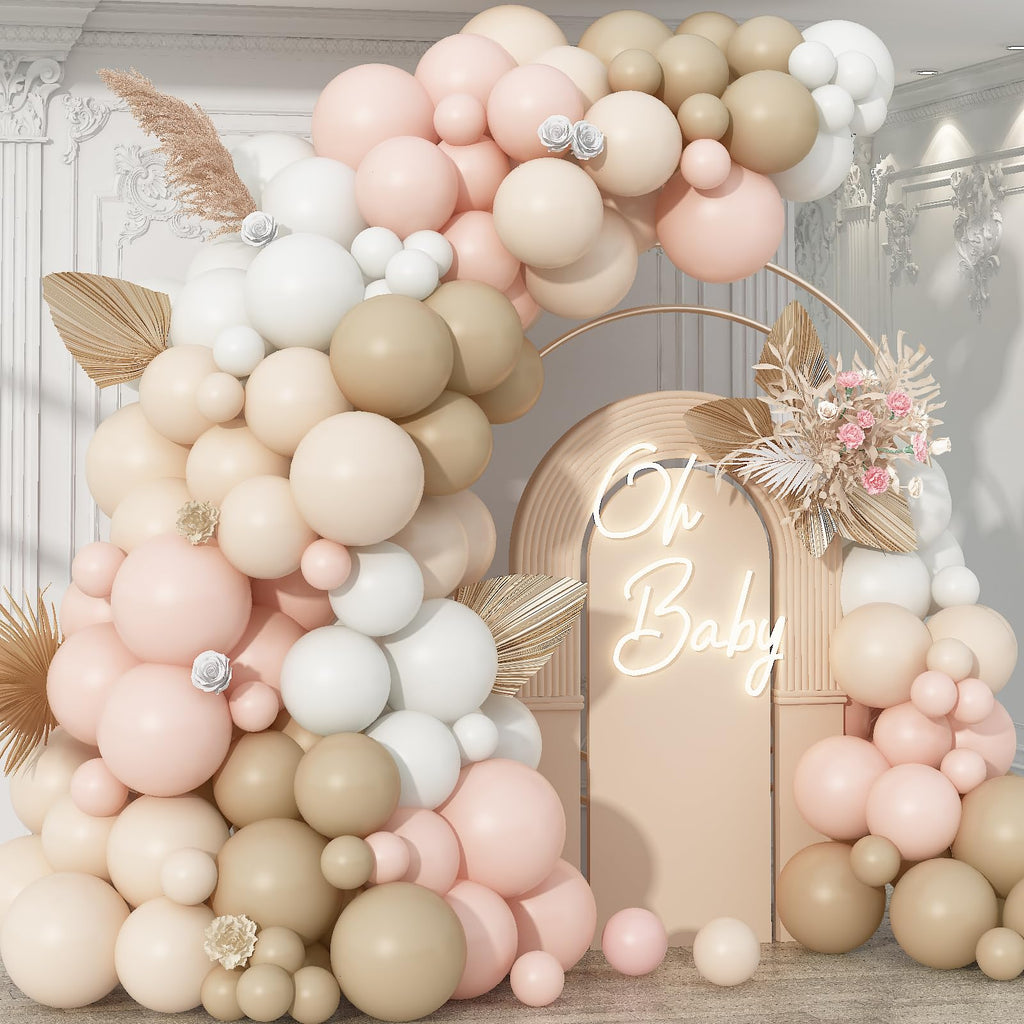 Cream Peach Boho Balloon Arch Kit – 86-Piece Double Stuffed Latex Garland for Baby Shower, Birthday, Wedding & Bridal Shower Decor