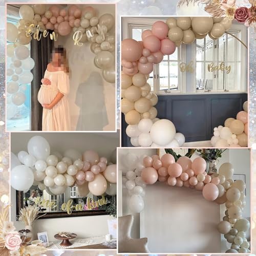 Cream Peach Boho Balloon Arch Kit – 86-Piece Double Stuffed Latex Garland for Baby Shower, Birthday, Wedding & Bridal Shower Decor