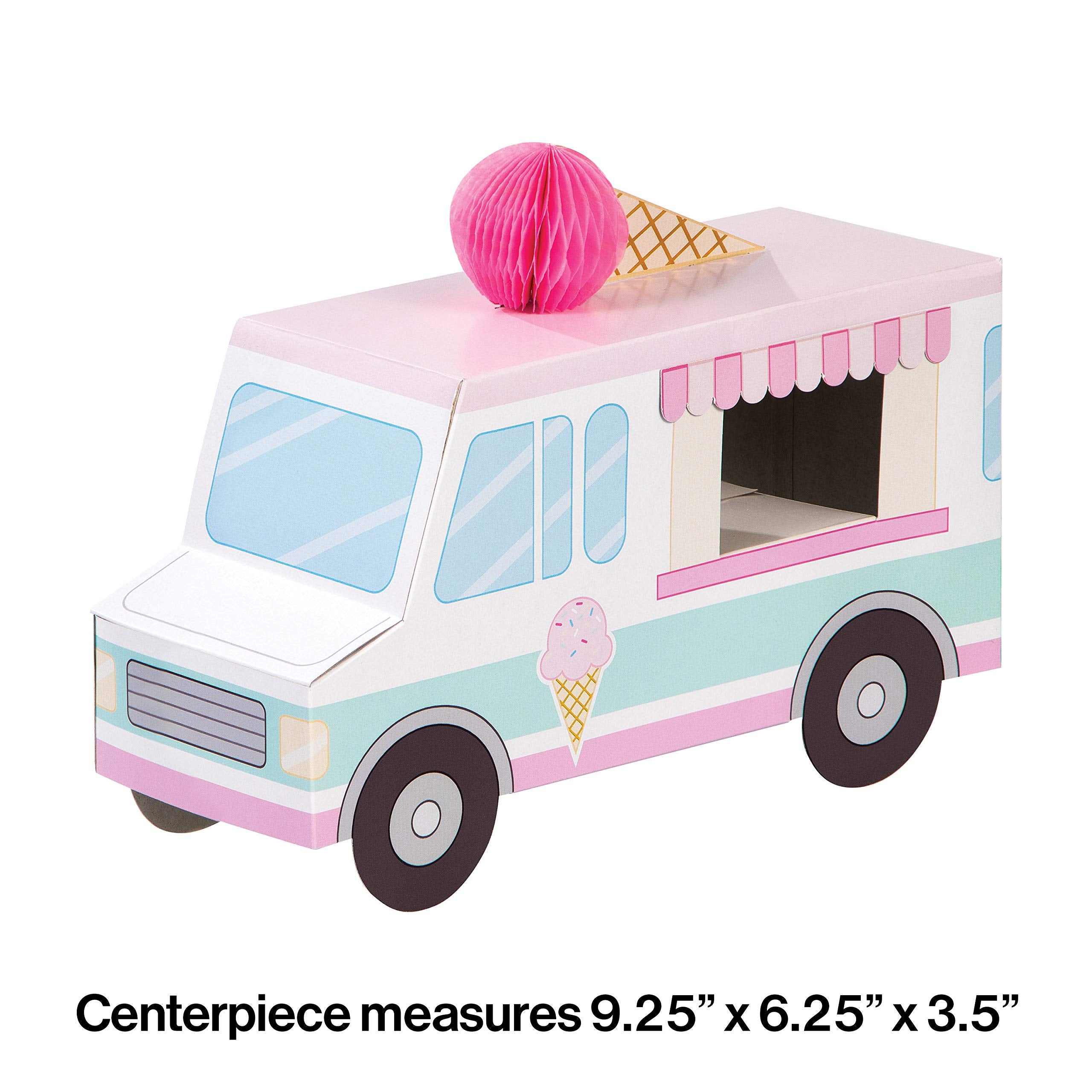 Creative Converting Ice Cream Party Centerpiece, Multicolor Pastel Ice Cream Truck Design