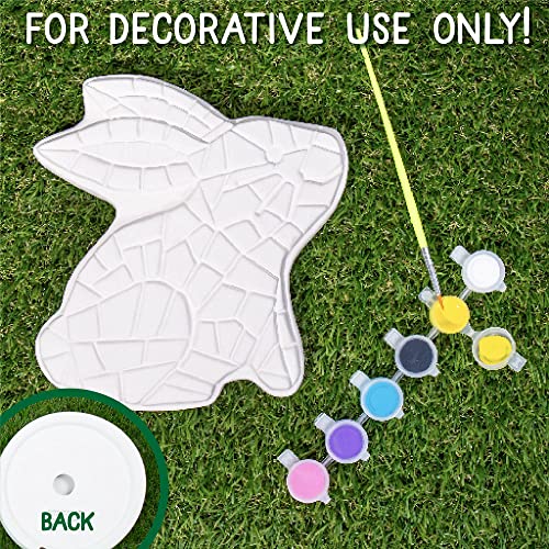Creative Roots Paint-Your-Own Bunny Garden Stone Kit – Ceramic Stepping Stone with 6 Acrylic Paints