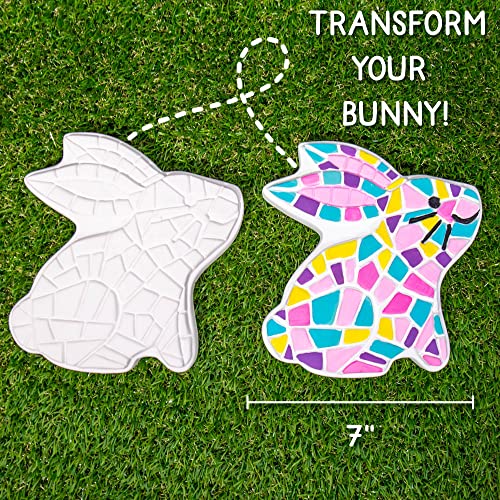 Creative Roots Paint-Your-Own Bunny Garden Stone Kit – Ceramic Stepping Stone with 6 Acrylic Paints