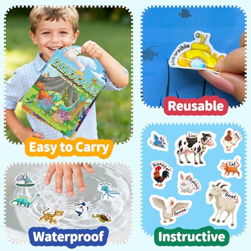 CREATIVETREES 6-Pack Reusable Jelly Sticker Books for Toddlers Ages 3-6 – Silicone, Waterproof, Travel Activity Toys with 6 Themes