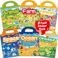 CREATIVETREES Reusable Jelly Sticker Book for Toddlers 3-6 - 6 Themes Silicone Stickers, Washable & Portable Activity Toy for Kids