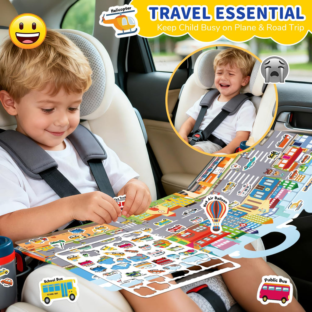 CREATIVETREES Reusable Jelly Sticker Book for Toddlers 3-6 - 6 Themes Silicone Stickers, Washable & Portable Activity Toy for Kids