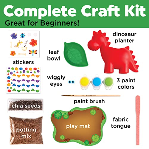 Creativity for Kids Dinosaur Self-Watering Plant Pet - Paint, Decorate & Grow Chia Seeds, Ages 6+