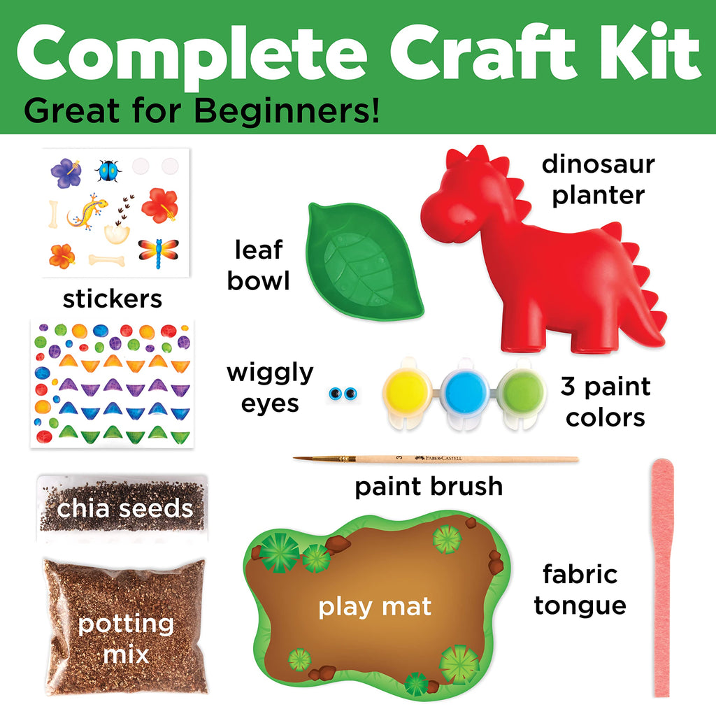 Creativity for Kids Dinosaur Self-Watering Plant Pet - Paint, Decorate & Grow Chia Seeds, Ages 6+