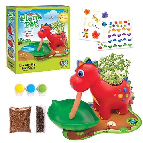 Creativity for Kids Dinosaur Self-Watering Plant Pet - Paint, Decorate & Grow Chia Seeds, Ages 6+