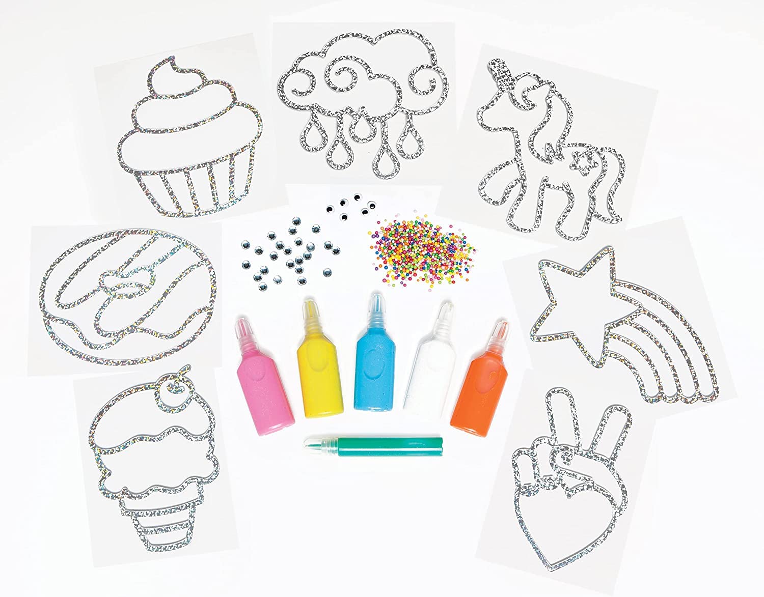 Creativity for Kids Easy Sparkle Window Art Kit – 7 Peel-and-Press Designs for Ages 6+