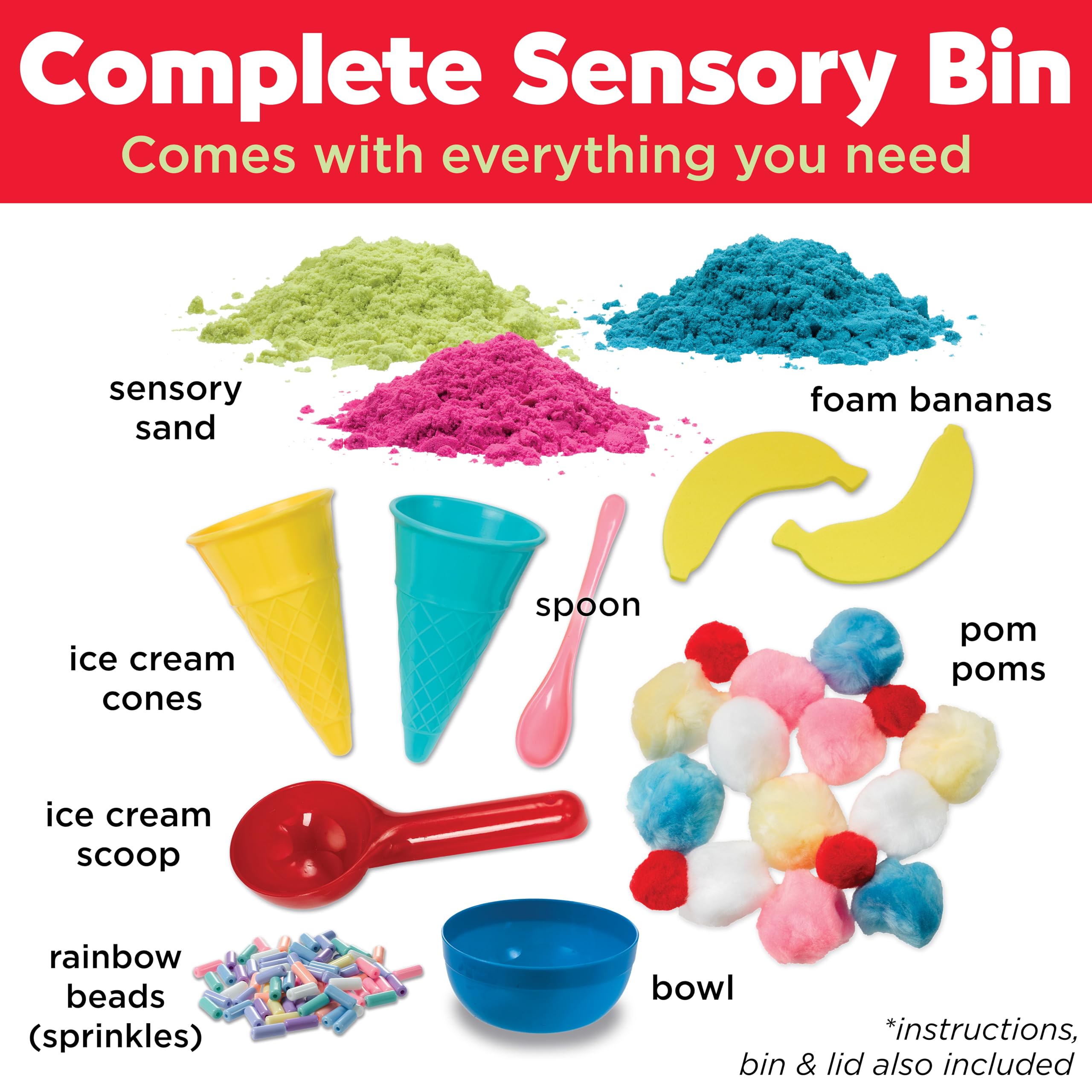 Creativity for Kids Ice Cream Shop Sensory Bin – 28-Piece Pretend Play Set for Ages 3+