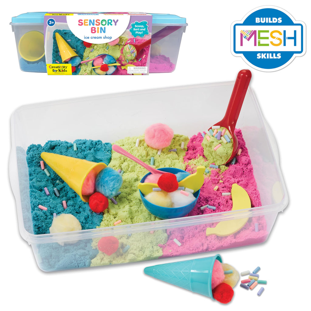 Creativity for Kids Ice Cream Shop Sensory Bin – 28-Piece Pretend Play Set for Ages 3+
