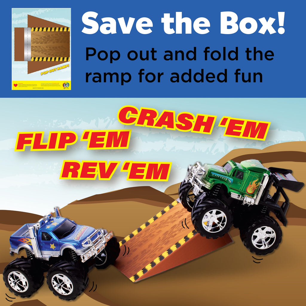 Creativity for Kids Monster Trucks Craft Kit – Customize 2 Pull-Back Toy Trucks with Stickers and Ramp, Ages 5-8
