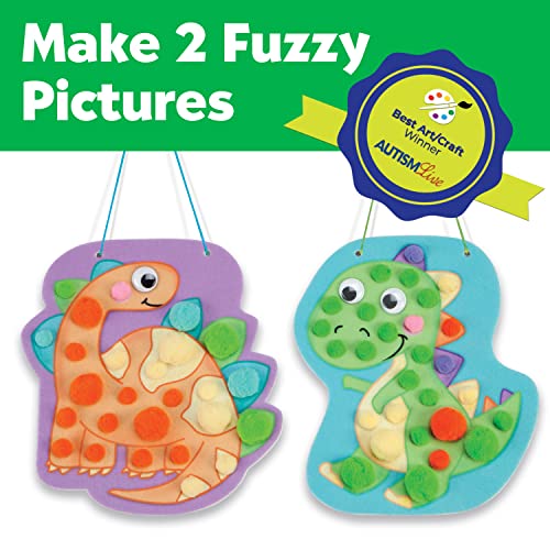 Creativity for Kids Pom Pom Pictures Dinosaurs Craft Kit – Toddler Sensory Play with Reusable Dinosaur Boards