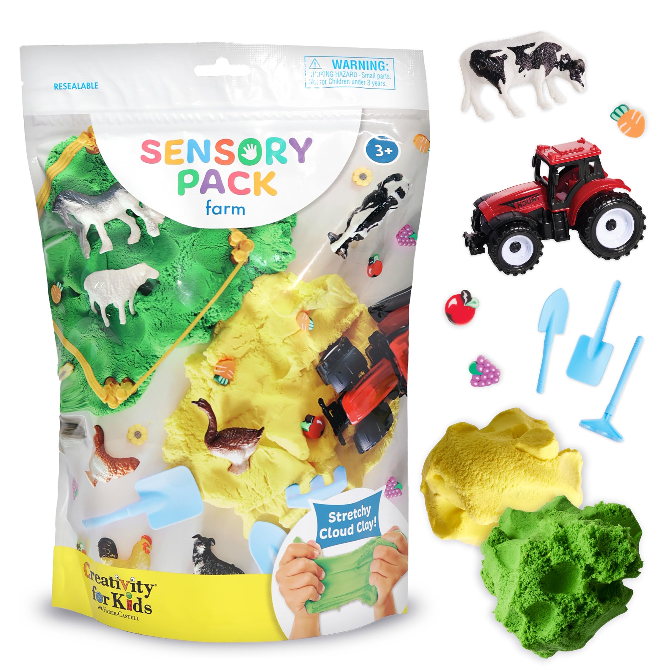 Creativity for Kids Sensory Pack - Farm: Soft Cloud Clay & Animal Figurines for Toddlers (Ages 3+)