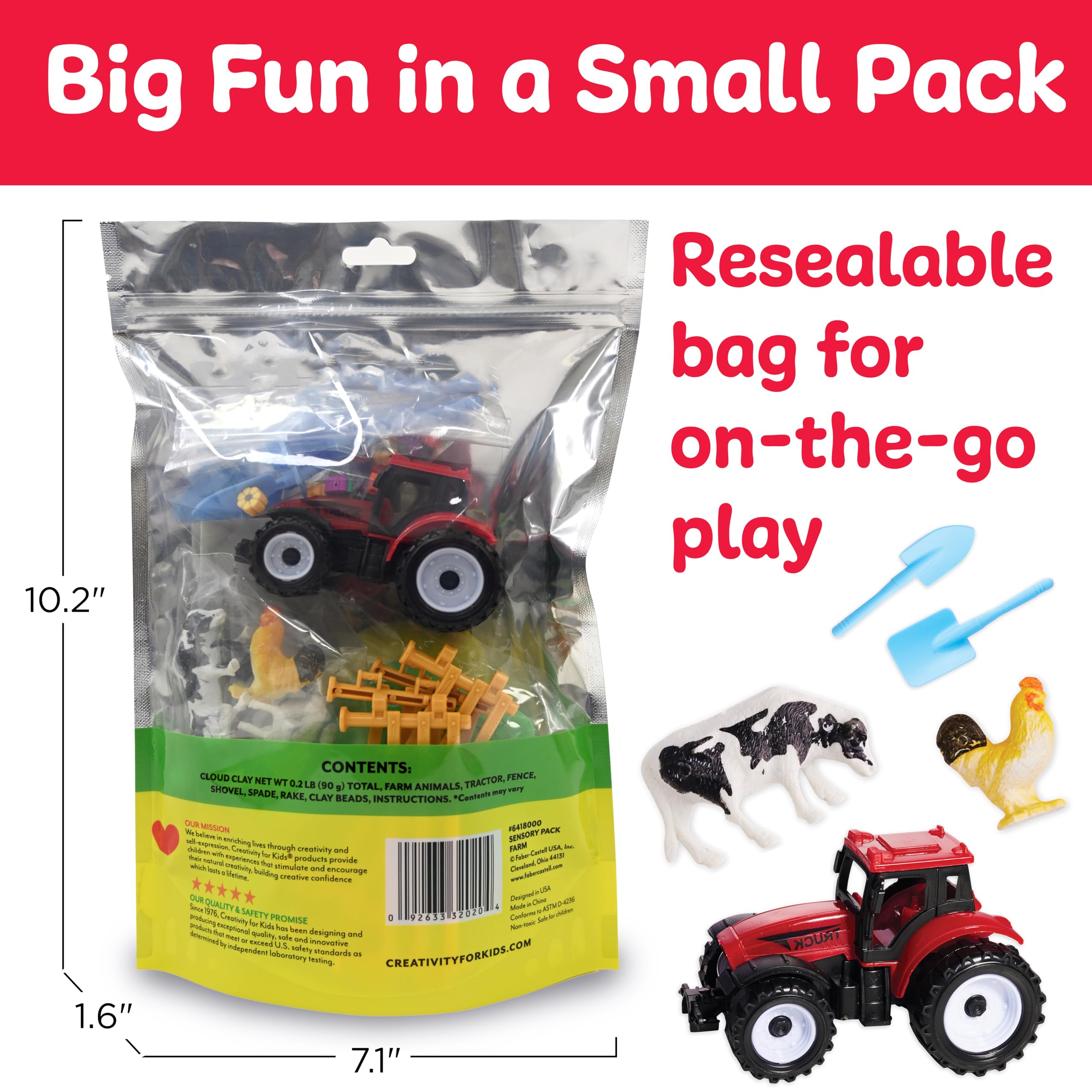 Creativity for Kids Sensory Pack - Farm: Soft Cloud Clay & Animal Figurines for Toddlers (Ages 3+)