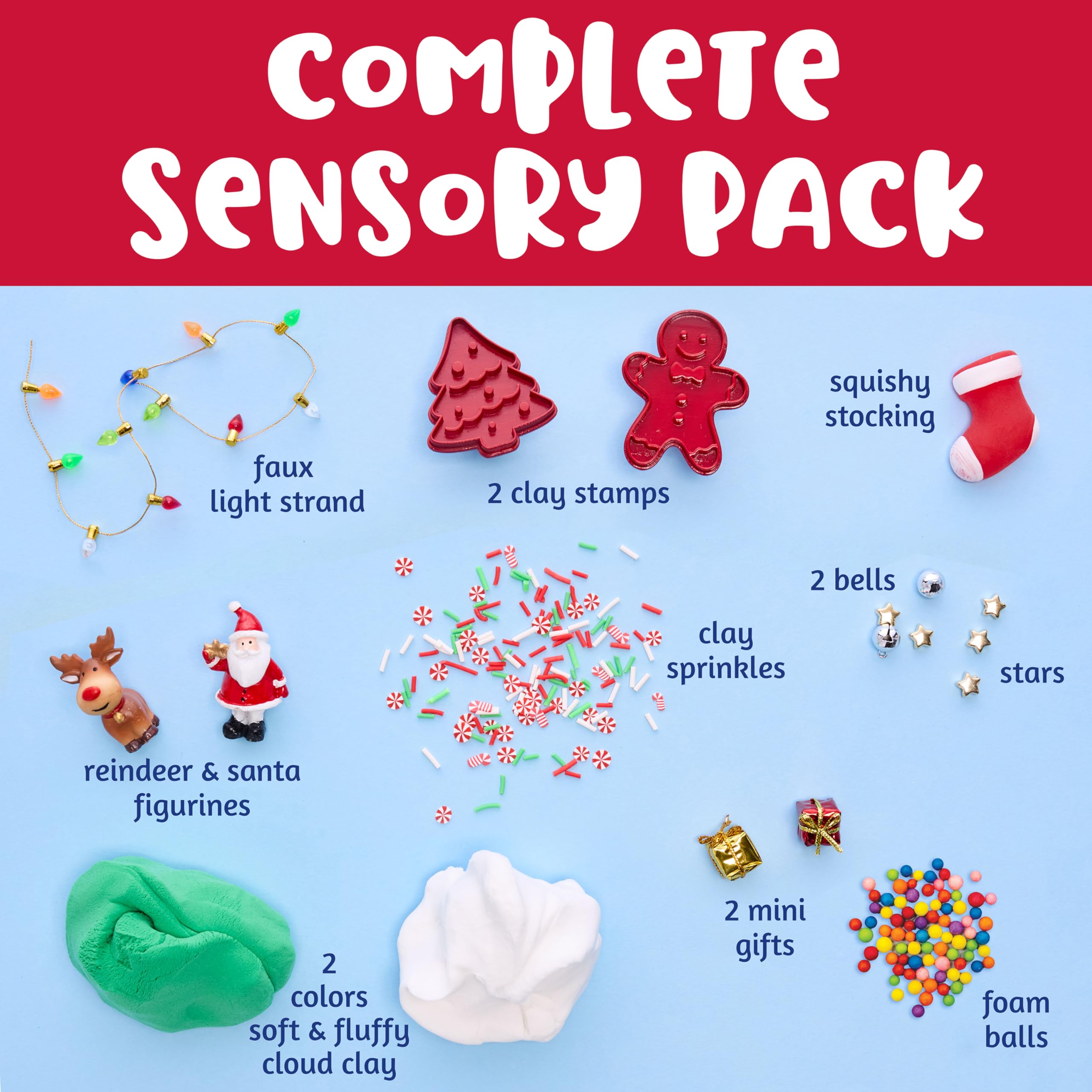Creativity for Kids Sensory Pack Christmas – Portable Sensory Play Kit for Toddlers Ages 3+