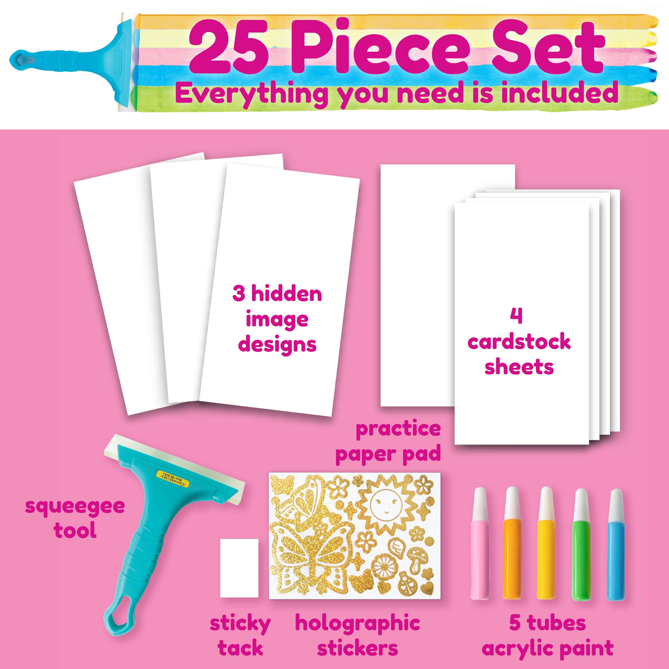 Creativity for Kids Squeegeez Magic Reveal Craft Kit: Butterfly Painting Activity for Ages 7+