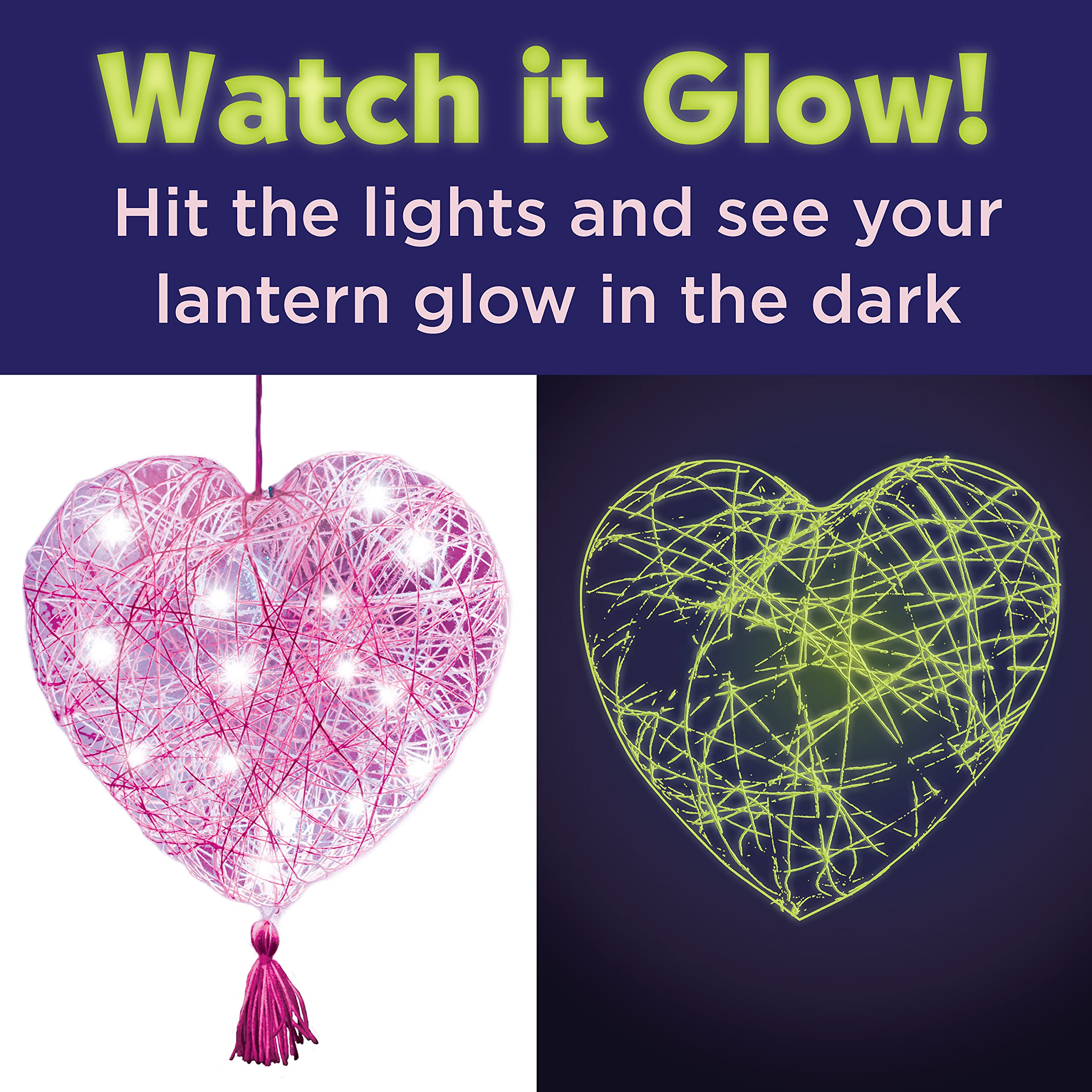 Creativity for Kids String Art Heart Light Kit – Glowing Lantern Craft for Ages 8+