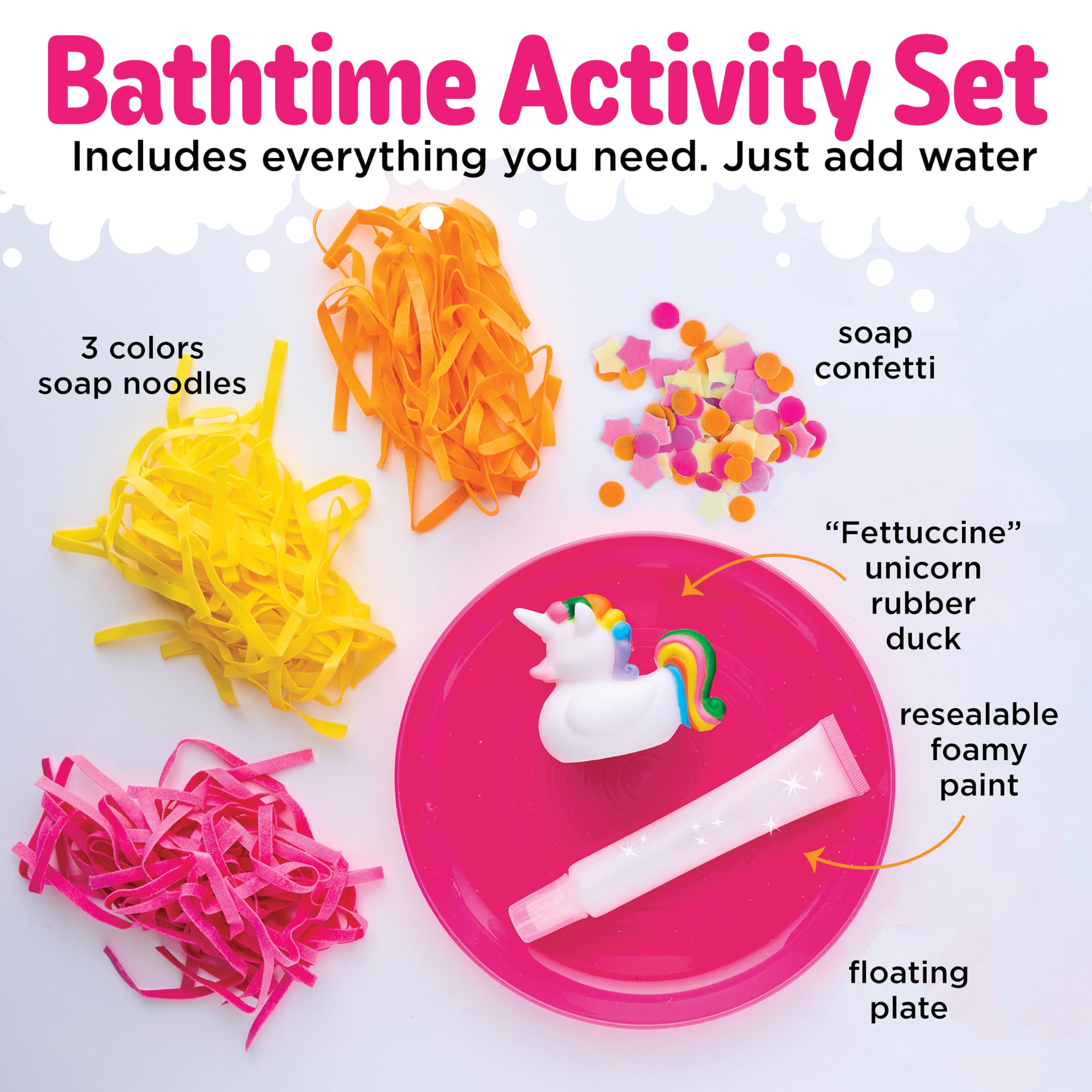 Creativity for Kids Unicorn Spaghetti Bath Set – Rainbow Soap Noodles Sensory Play for Ages 3+
