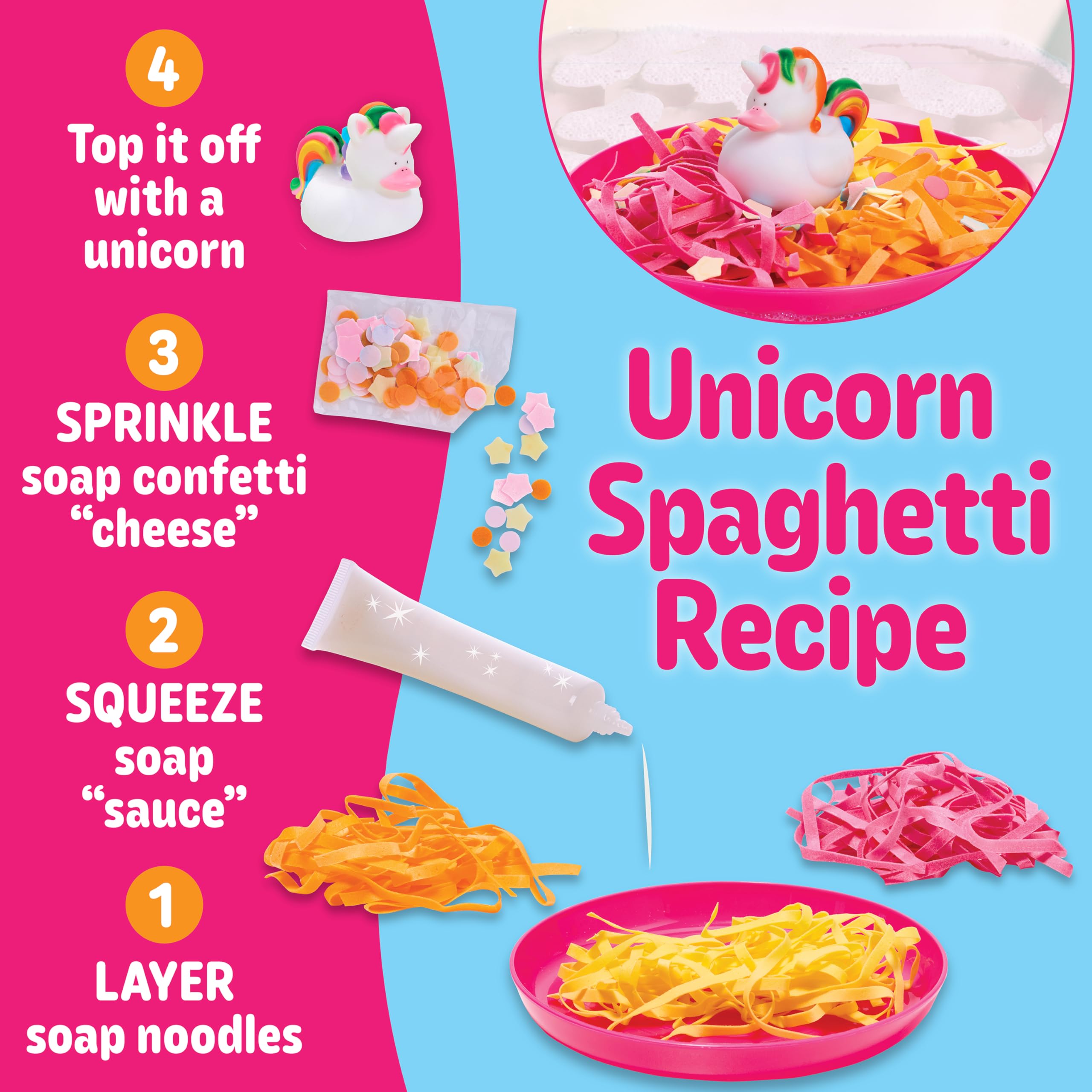 Creativity for Kids Unicorn Spaghetti Bath Set – Rainbow Soap Noodles Sensory Play for Ages 3+