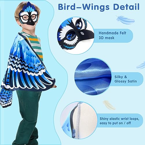 Creatoy Realistic Bird Costume for Kids – Eagle Wings with Mask, Ages 3-9