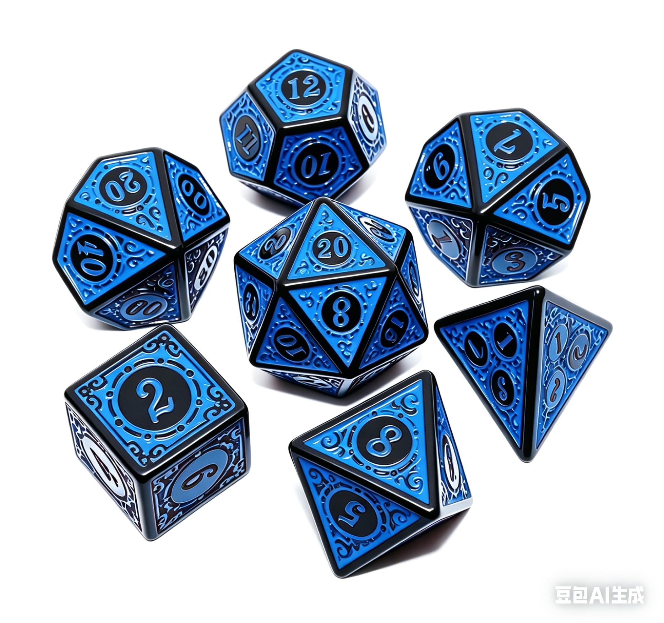 CREEBUY 5 Pack Polyhedral Dice Set – 35 Acrylic D&D Dice with Vintage Pattern and Gold Numbers