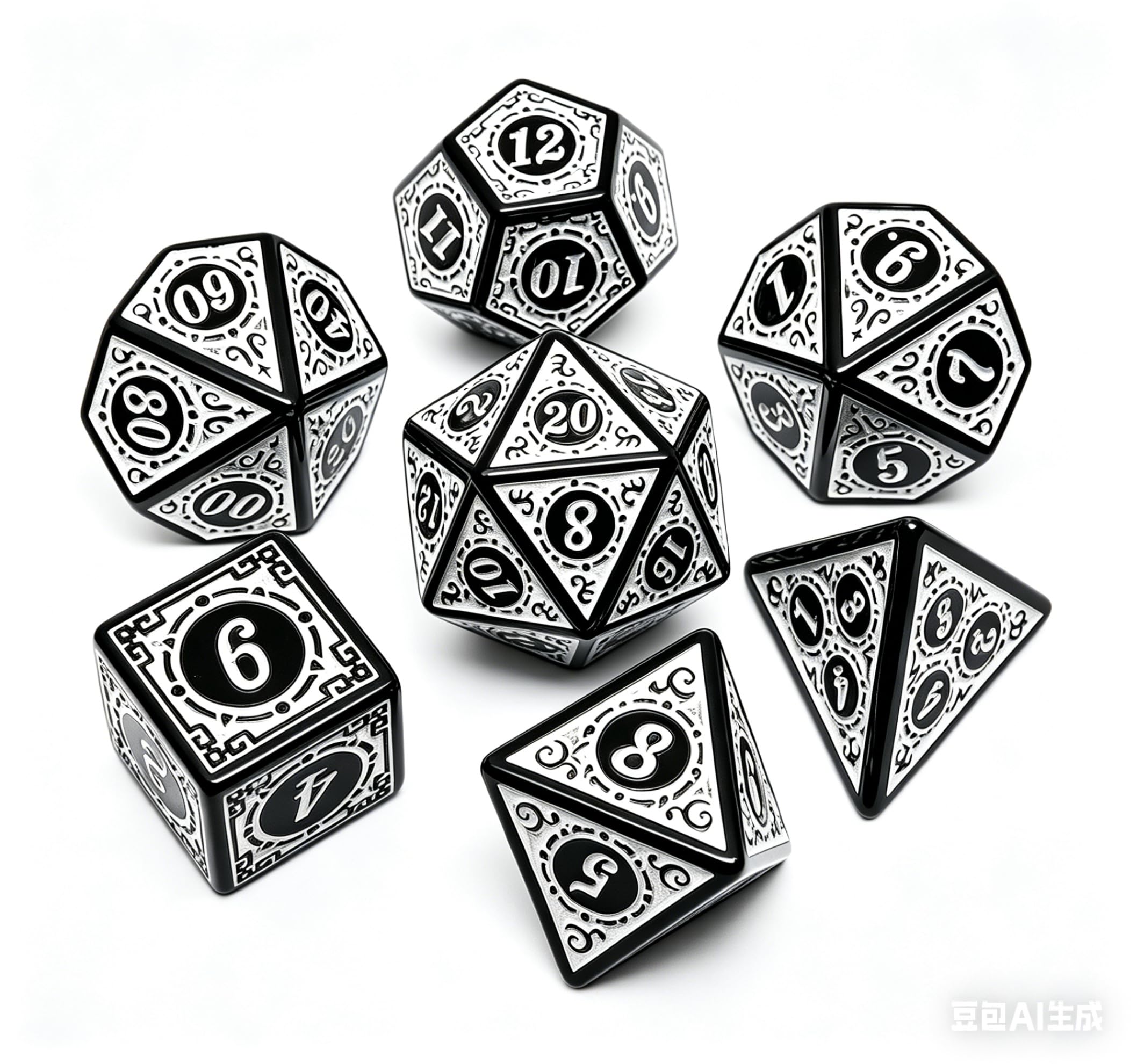 CREEBUY 5 Pack Polyhedral Dice Set – 35 Acrylic D&D Dice with Vintage Pattern and Gold Numbers