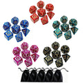 CREEBUY 5 Pack Polyhedral DND Dice Set - 35 Vintage Dragon-Patterned Acrylic Dice (D4-D20) with Pouch