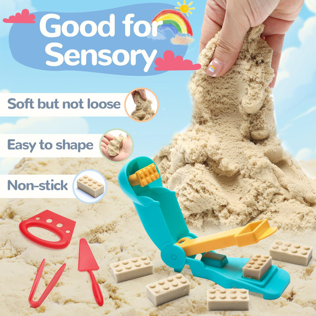Crelloci Construction Sand Toy Set: 1.7 lbs Magic Sand, House Molds, & Dog Play Set for Ages 3-8