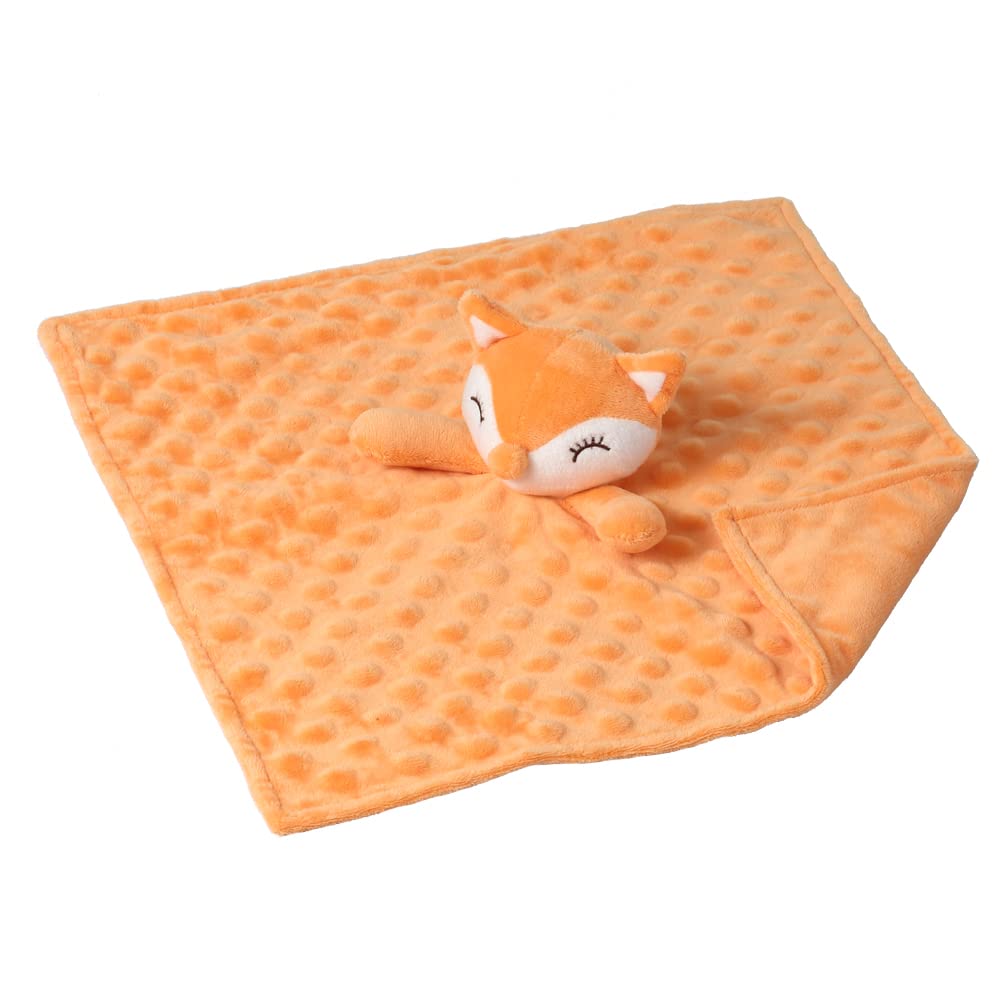CREVENT Orange Fox Security Blanket Set – Soft Plush Lovey and Tag Blanket for Baby, Toddler, or Pet