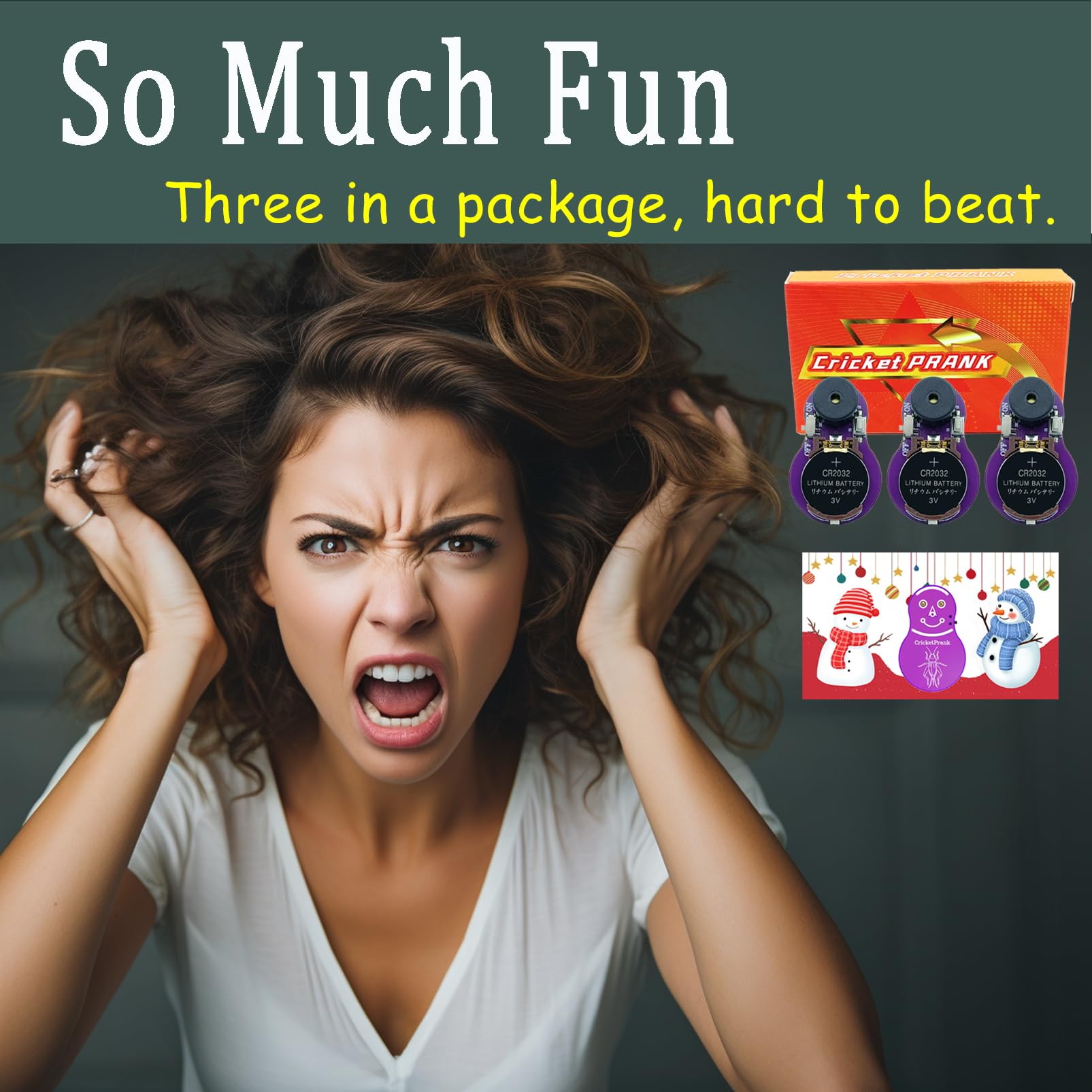 CricketPrank Noise Maker Prank (3 Pack) – Hidden Beeping Device with Random Chirp & Long Battery for Adults