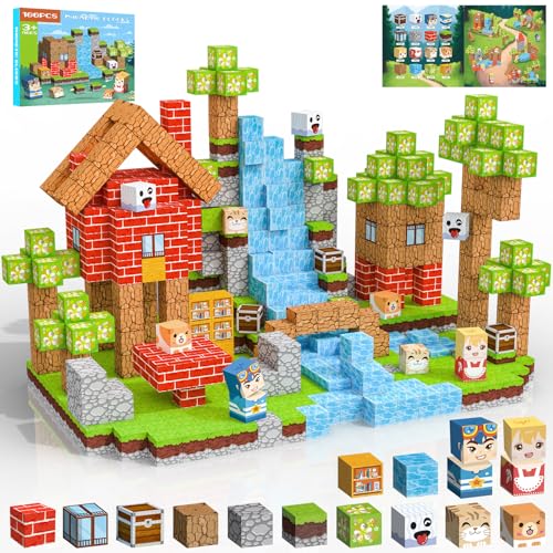 Crifeton 100-Piece Magnetic Building Blocks Set - 0.8 Inch Cubes in 25 Colors, STEM Montessori Toy for Ages 3+