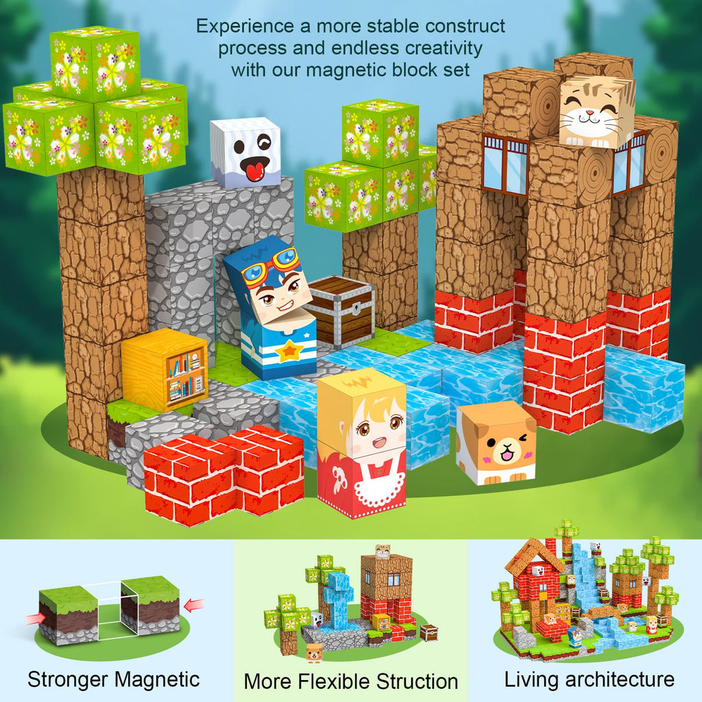 Crifeton 100-Piece Magnetic Building Blocks Set - 0.8 Inch Cubes in 25 Colors, STEM Montessori Toy for Ages 3+