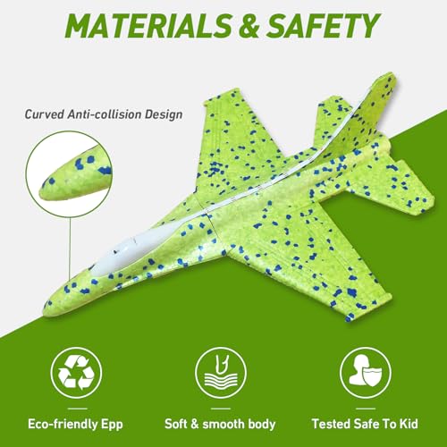 CRILARY 3-Pack Airplane Launcher Toys – 13.2-Inch LED F-15 Fighter Jets & Glider for Kids Ages 4-12