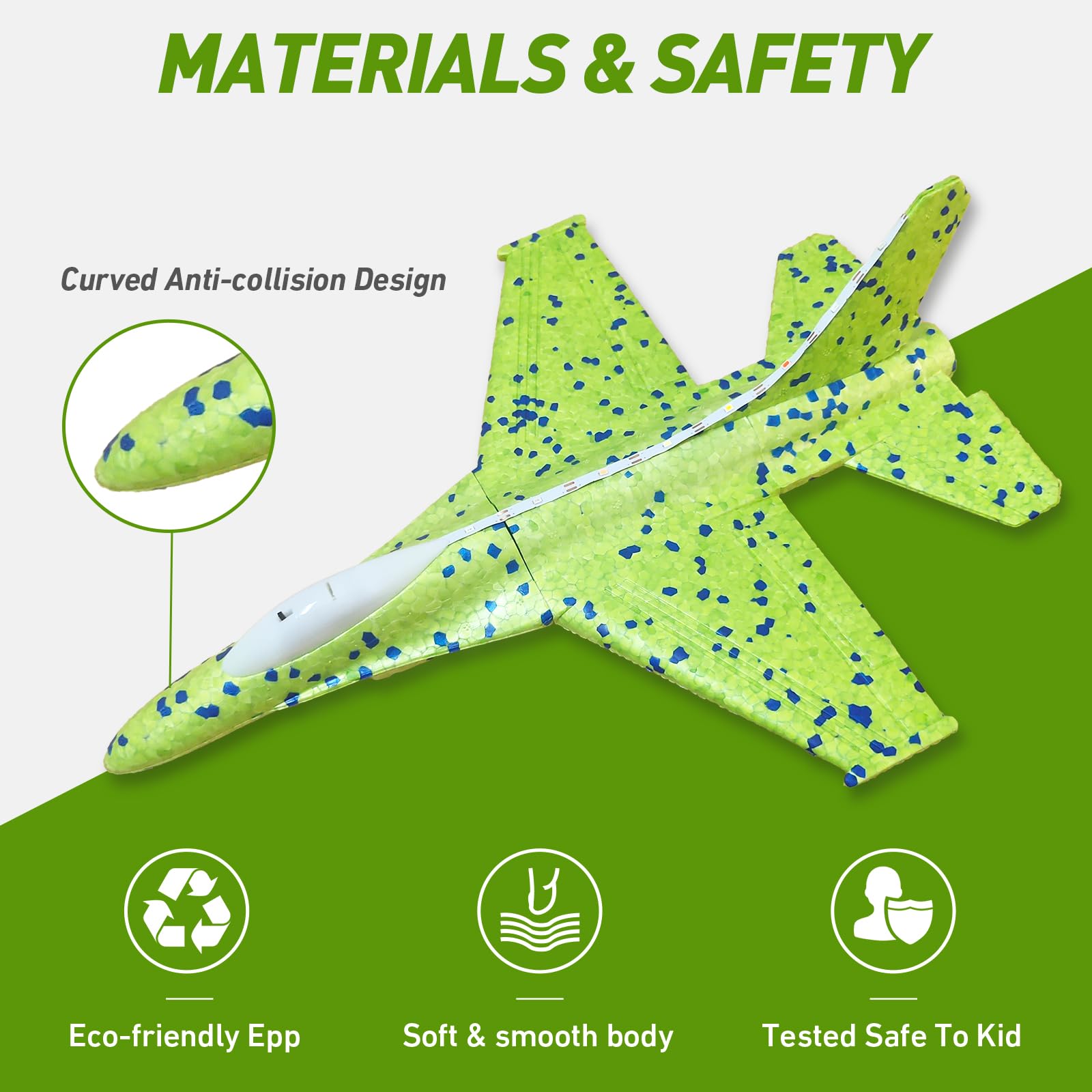CRILARY 3-Pack Airplane Launcher Toys – 13.2-Inch LED F-15 Fighter Jets & Glider for Kids Ages 4-12