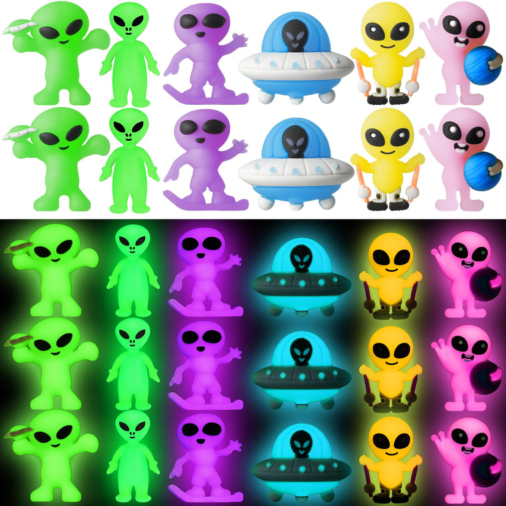 CroBlissful 25-Piece Glowing Alien Figures – 6 Styles for Halloween, Piñata Fillers & Pranks