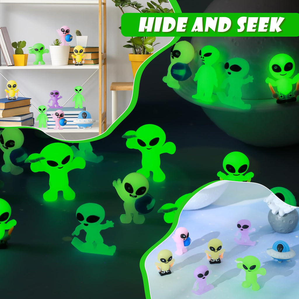 CroBlissful 25-Piece Glowing Alien Figures – 6 Styles for Halloween, Piñata Fillers & Pranks