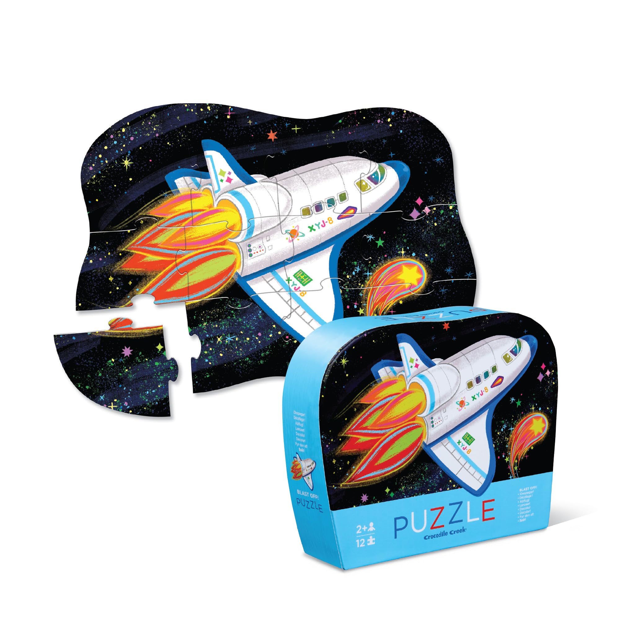 Crocodile Creek Blast Off 12-Piece Mini Jigsaw Puzzle – Floor Puzzle for Toddlers Ages 2–4