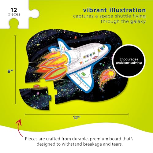 Crocodile Creek Blast Off 12-Piece Mini Jigsaw Puzzle – Floor Puzzle for Toddlers Ages 2–4