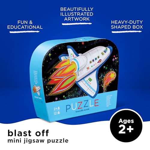 Crocodile Creek Blast Off 12-Piece Mini Jigsaw Puzzle – Floor Puzzle for Toddlers Ages 2–4