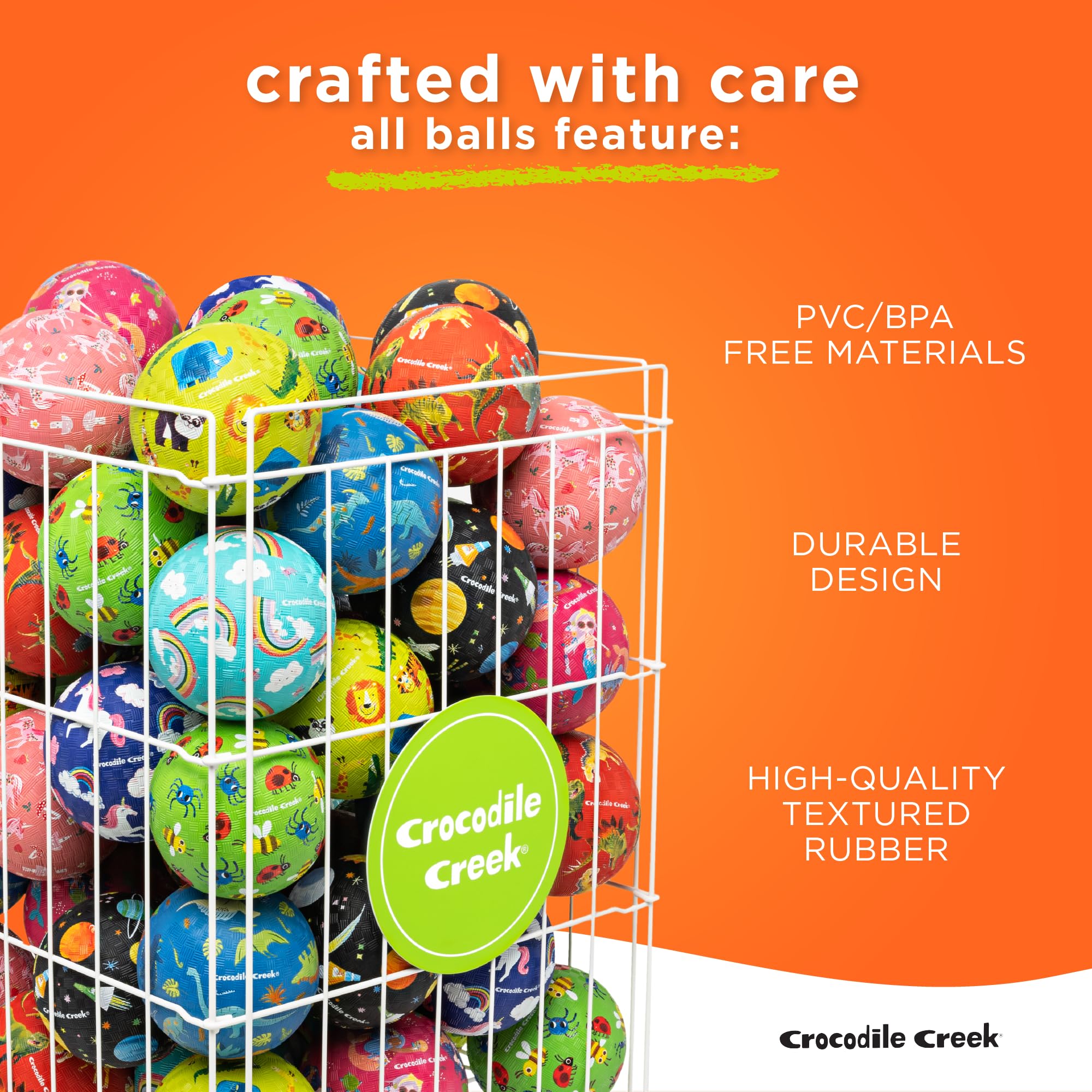 Crocodile Creek Dinosaur Playground Ball – Durable Rubber Kickball for Kids Ages 3 and Up