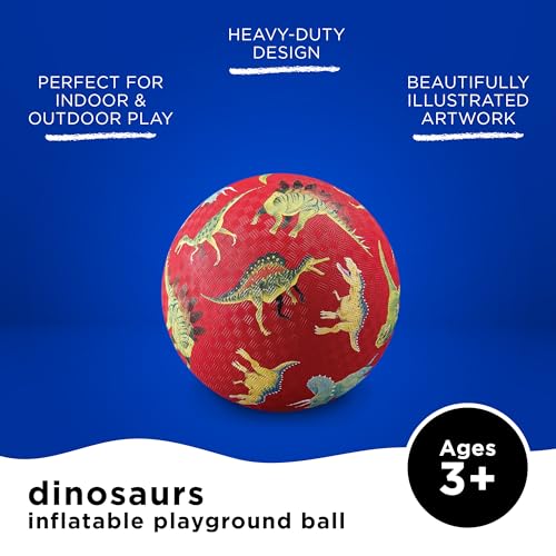 Crocodile Creek Dinosaur Playground Ball – Durable Rubber Kickball for Kids Ages 3 and Up