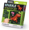 Crocodile Creek Dinosaur Scratch Art Set - 16 Sparkle Sheets with Stencil and Stylus for Kids Ages 3-8