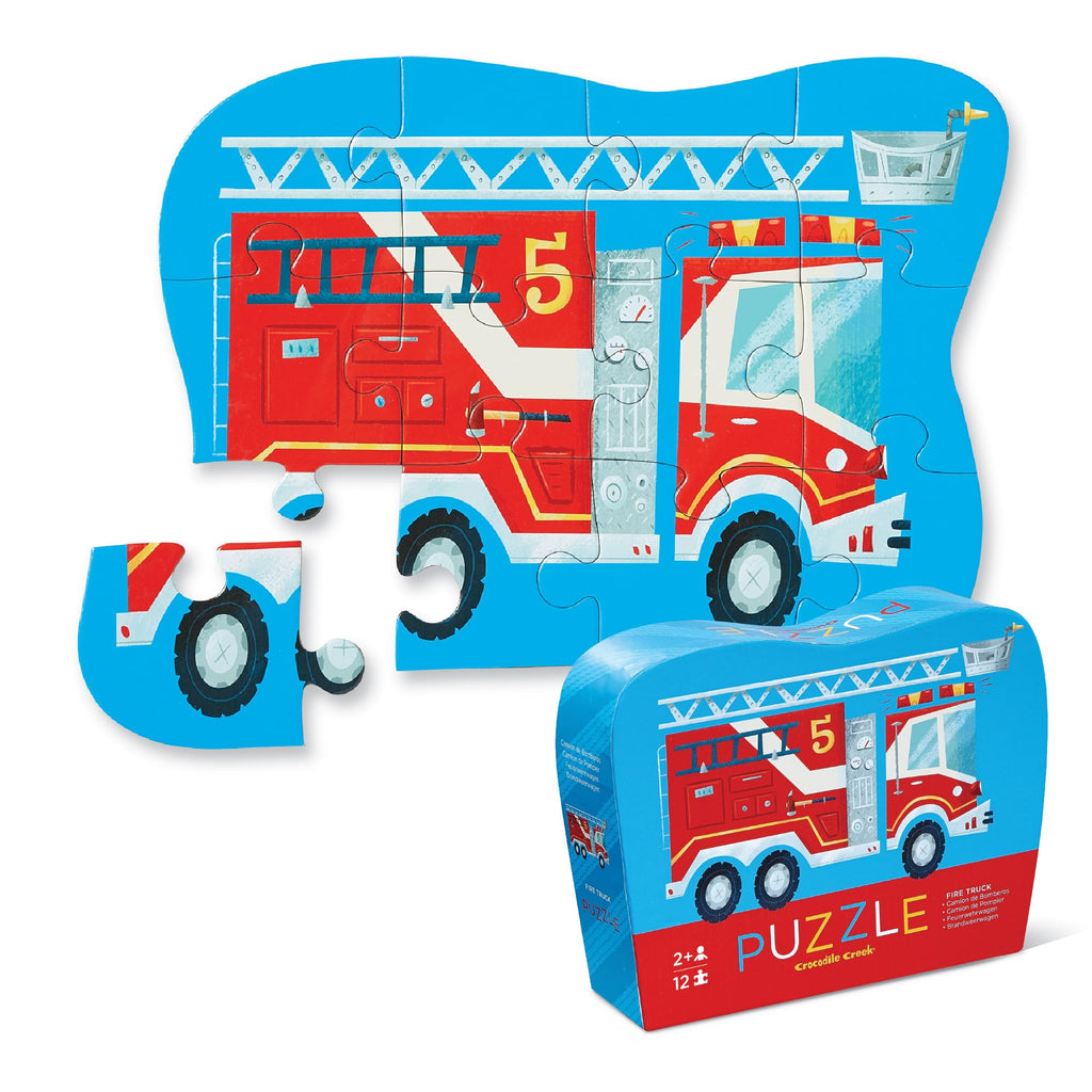 Crocodile Creek Fire Truck 12-Piece Mini Jigsaw Puzzle for Kids Ages 2 and Up