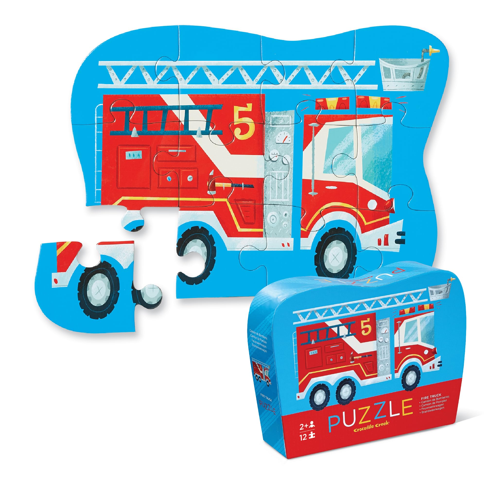 Crocodile Creek Fire Truck 12-Piece Mini Jigsaw Puzzle for Kids Ages 2 and Up