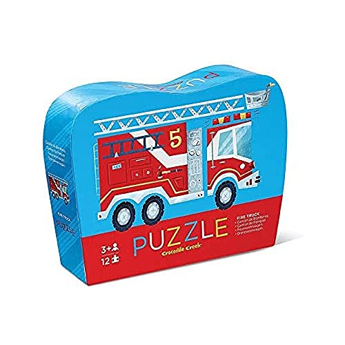 Crocodile Creek Fire Truck 12-Piece Mini Jigsaw Puzzle for Kids Ages 2 and Up