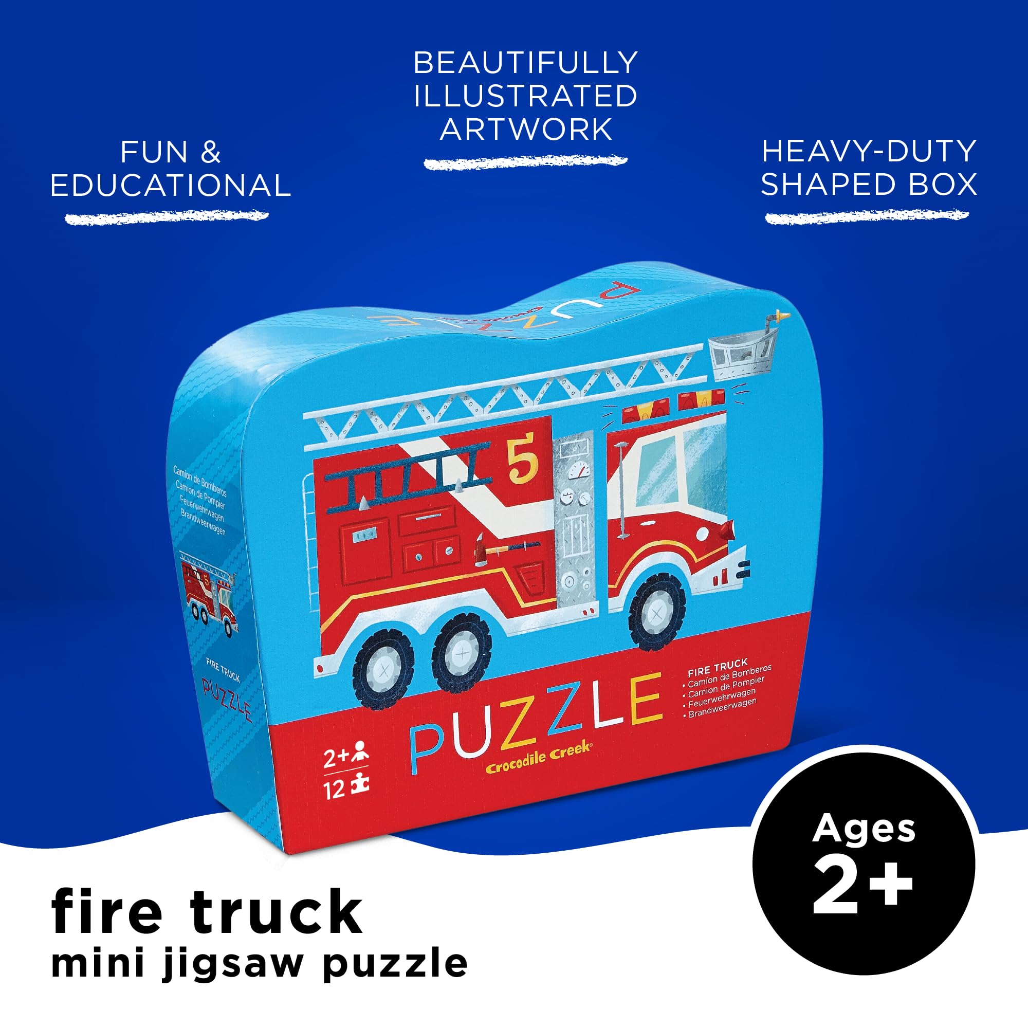 Crocodile Creek Fire Truck 12-Piece Mini Jigsaw Puzzle for Kids Ages 2 and Up