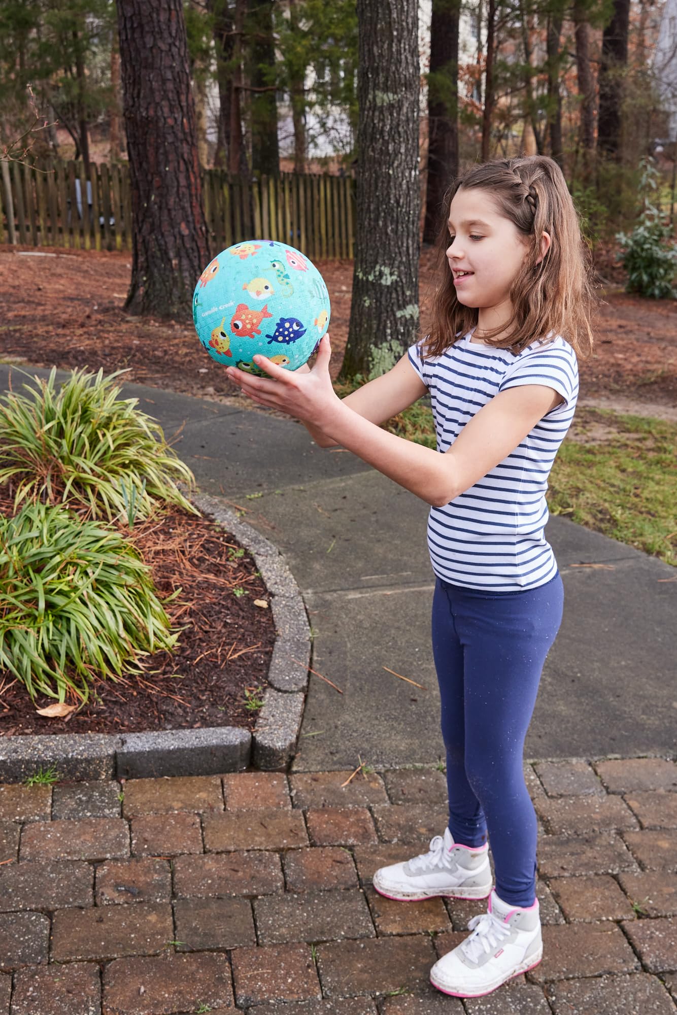 Crocodile Creek Playground Ball – Durable PVC-Free Rubber Ball for Kids Ages 3+ (Fish Design, 5" & 7" Sizes)